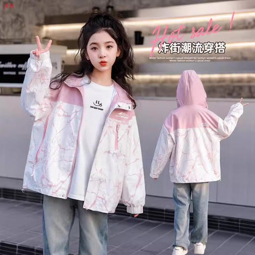 女童新款洋气外套儿童韩版夹克上衣中大童春秋运动冲锋衣 商品图0