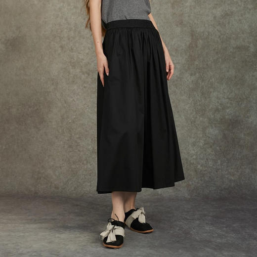 Famecoco原创文艺范简约A字半身裙腰头繁花精绣拼接春秋FAC6HA017 商品图0