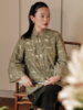 烟萝 牡丹剪花立领扩散袖对襟带里中式木扣外套 山林曦照 商品缩略图2