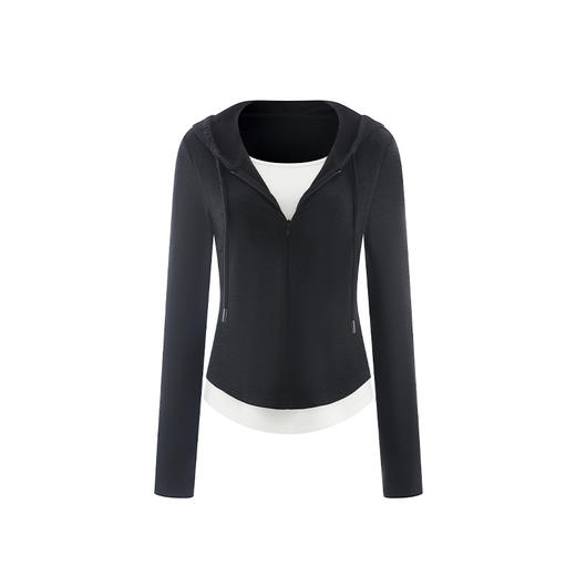 「自」全新升级【铂金会员146/天猫199/差价53】(95811)洛诗琳气质假两件外套2025秋冬新款韩版休闲宽松连帽上衣 商品图4