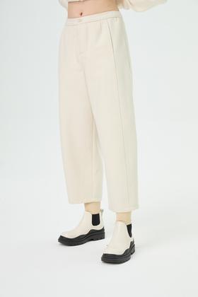 水淼2025冬新款呢料休闲知性松紧腰加厚呢料休闲裤1656