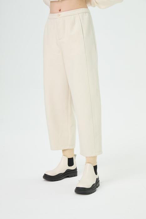 水淼2025冬新款呢料休闲知性松紧腰加厚呢料休闲裤1656 商品图0