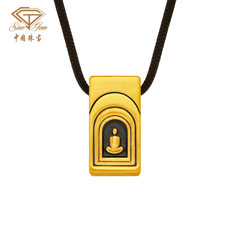 「大足金-大自在」5D硬金静悟黄金吊坠