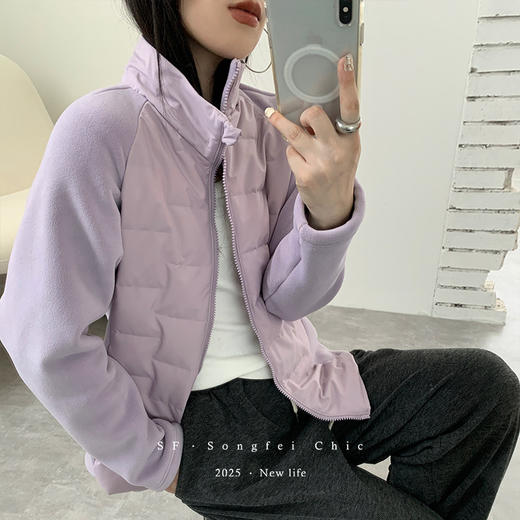 【立领轻薄羽绒服】秋冬拼接内胆外套 修身实用短款运动跑步外套  商品图2