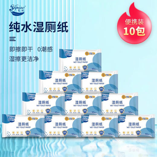 荑飘 湿厕纸可冲马桶家庭装厕所卫生湿巾洁厕纸10片*10包 10123032045636 商品图2