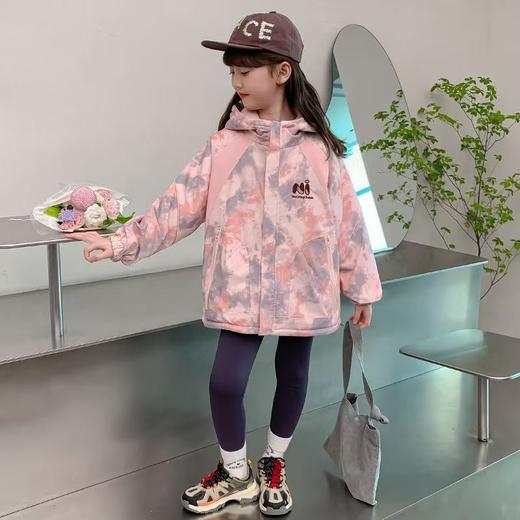 【女童新款加绒双面穿外套】儿童两面穿中大童冲锋衣防风保暖上衣 商品图2