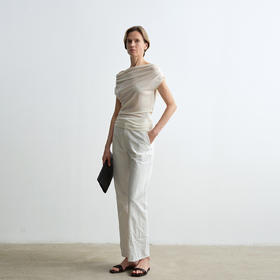 ROMI STUDIO“Clean fit”亚麻棉混纺经典老钱九分微喇裤RWCSXD2538