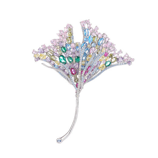 璀璨超闪微镶锆石银杏叶胸针，轻奢风百搭宴会西装高级感配饰LY-M-345 商品图3