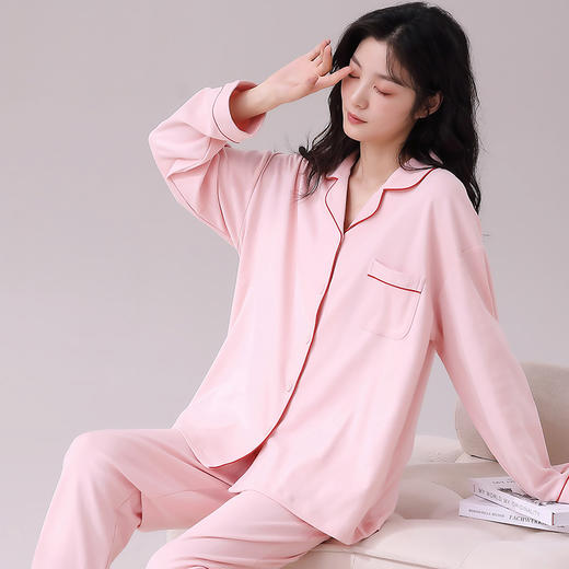 【双旦秒杀】自然醒星眠女士家居服100%棉加厚长袖长裤翻领开衫睡衣QH（不参与优惠券） 商品图1