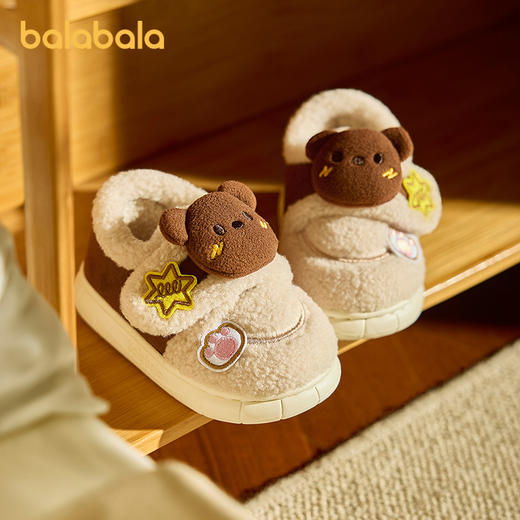 巴拉巴拉童鞋儿童拖鞋加绒保暖女童男童家居鞋包跟2025新款冬棉鞋 商品图4