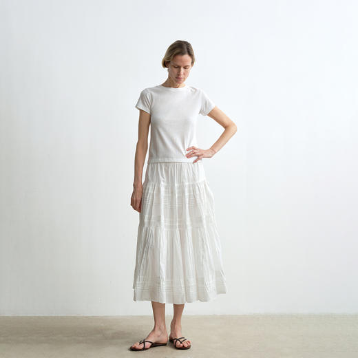 ROMI STUDIO“Clean fit”极简白色棉质高弹修身短袖T恤 RWCRSX1583(现货) 商品图1