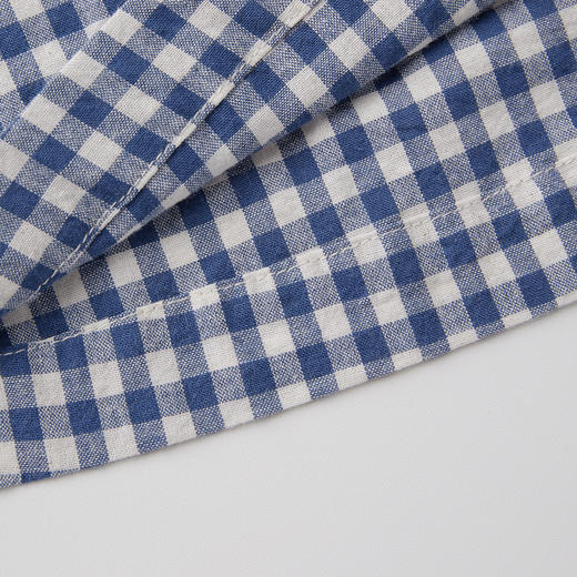 ROMI STUDIO“法式慵懒”蓝白格纹轻薄宽松圆领长袖衬衫 RWCRS64423 商品图5