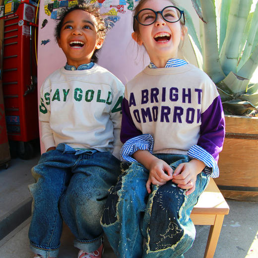 日本DD童装 DENIM DUNGAREE 8盎司丹宁牛仔做旧补丁休闲长裤 商品图1