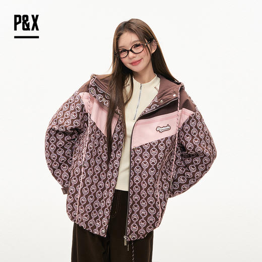 P&X设计师女装2025冬季短款时尚短外套连帽休闲风825413249 花色 商品图3