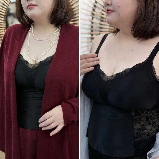 一周内发货！💓【桑蚕丝  蕾丝美背】薄胸垫，可拆卸！不溜肩。大码定制款~免穿文胸！大码吊带背心！黑白两色，可当内衣，可当美背搭配打底穿 商品图0