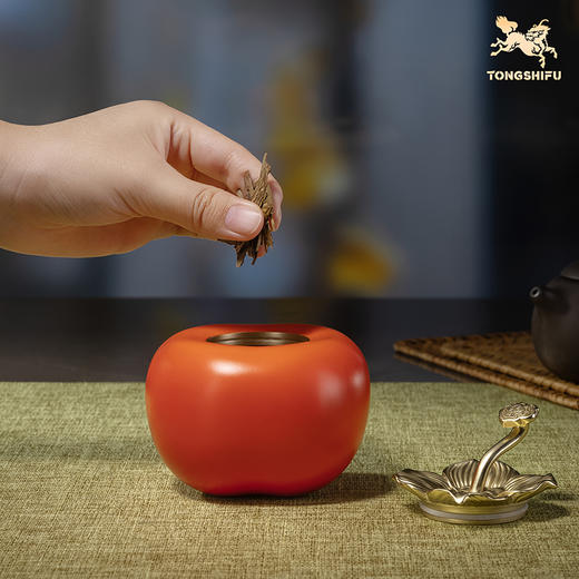 铜师傅《事事如意茶叶罐》客厅铜柿子摆件 家居装饰工艺品礼物 商品图5