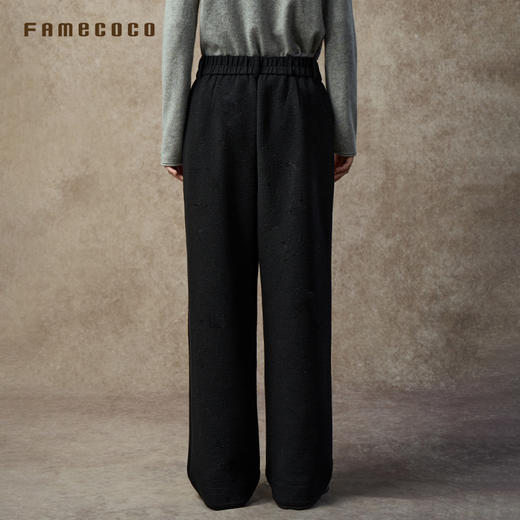 Famecoco范可儿简约通勤直筒裤宽松垂坠感棉质阔腿裤FAC8GA012 商品图4