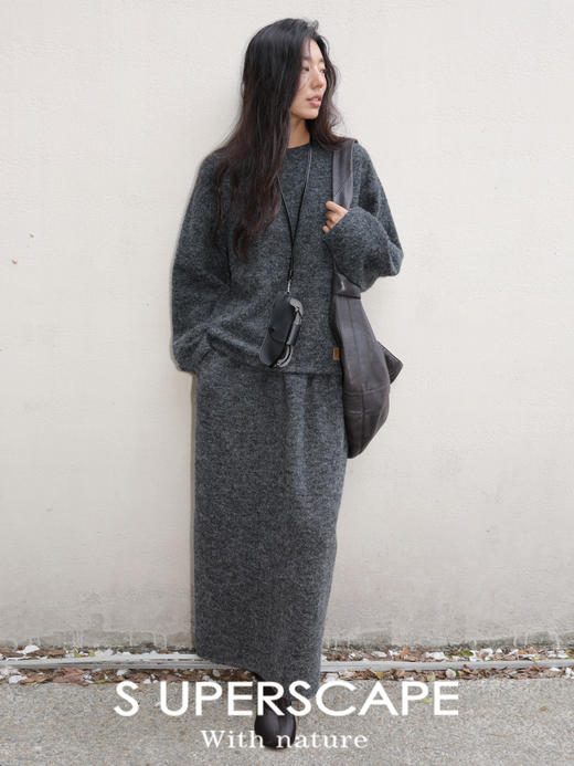 素舶 绵羊毛混纺杂花拉毛针织松软绒感显瘦松弛慵懒感圆领卫衣 商品图1