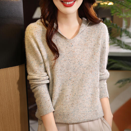 【清河羊毛羊绒专场】鹿展8902 女士连帽套头羊毛衫 100%羊毛 商品图4