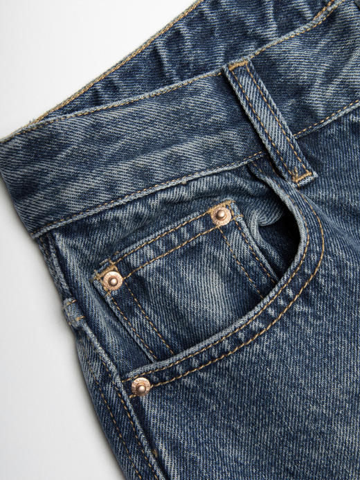 ROMI STUDIO复古拼接 宽松高腰阔腿显瘦深蓝色休闲牛仔裤 N3547 商品图5