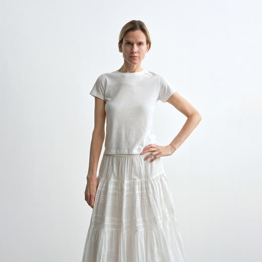 ROMI STUDIO“Clean fit”极简白色棉质高弹修身短袖T恤 RWCRSX1583(现货) 商品图2