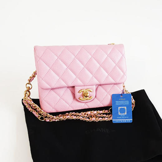 【95新】CHANEL香奈儿AS3225 B08006 NH622 22S粉色荔枝皮字母链条腰包胸包单肩斜跨包女士131025NJS06现售价：16500 商品图1