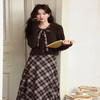 鹿向南「橡树之语」法式气质格纹咖色高腰半身裙女秋显瘦A字长裙 商品缩略图2