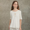 Famecoco范可儿高级感气质印花短袖天丝棉圆领T恤上衣FAC6BB006 商品缩略图0