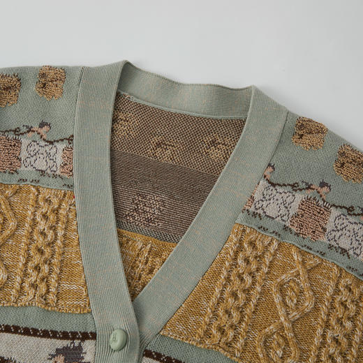 谜底针织开衫长袖2025冬季新品时髦廓形原创图案毛衣女254MZ1916 商品图3