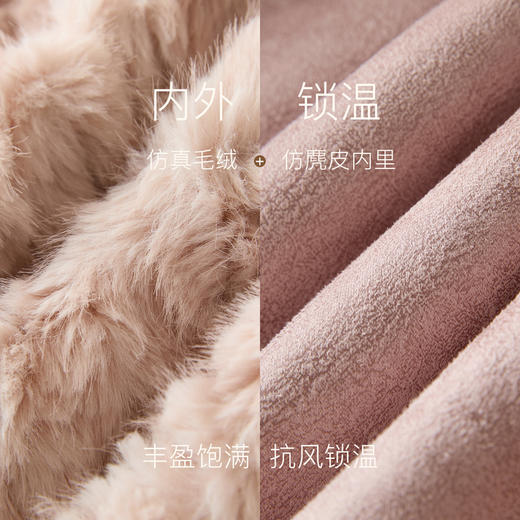 三彩2025冬季新款环保皮草毛绒外套仿真毛毛宽松牛角扣保暖M 商品图3