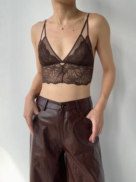 LOAM｜迭影 双层蕾丝三角杯短吊带 [ 黑 / 白 / 绿 / 蓝 / 黄 / 咖  ]