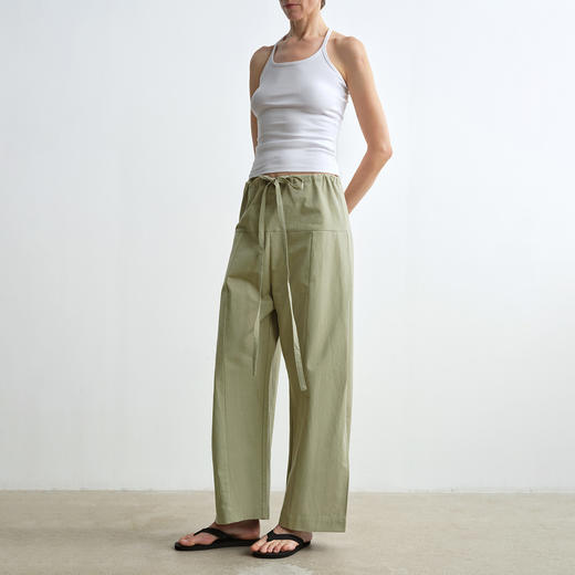 ROMI STUDIO”禅意静奢“235G100%棉直筒抽绳茧型休闲裤23AWK1267 商品图0