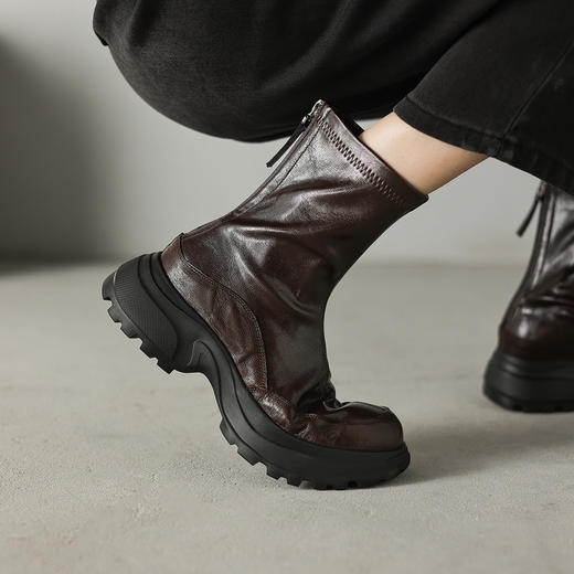 【预售5天】暴走不累舒适运动底瘦瘦靴洋气百搭厚底中跟圆头弹力短靴女DYJ&CX6012 商品图2