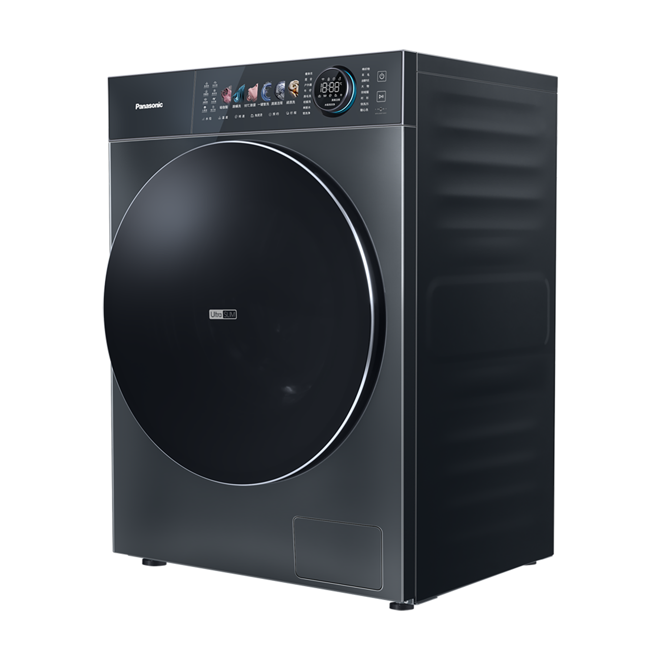 松下 洗衣机 XQG100-S26N 单洗10KG 滚筒 变频 一级能效 LED显示 50.5cm超薄机身 下排水 全自动 钛晶灰