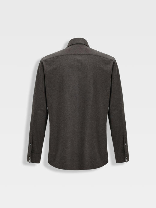 callisto雪茄棕长绒棉休闲长袖衬衫 商品图1