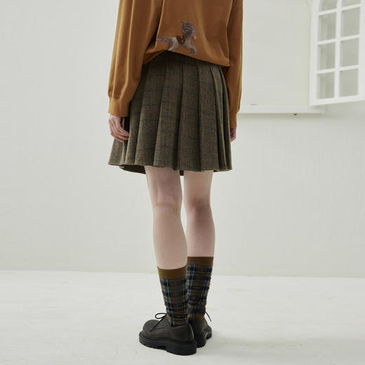 谜底百褶半裙2025年冬季新品复古学院风格纹拼接短裙女254MB1633 商品图2