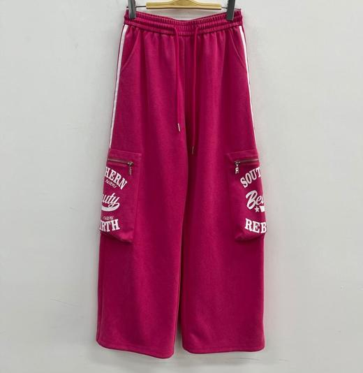 ZC抽绳松紧腰字母口袋工装裤50624（红）秋季253011000321 商品图2