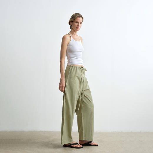 ROMI STUDIO”禅意静奢“235G100%棉直筒抽绳茧型休闲裤23AWK1267 商品图2