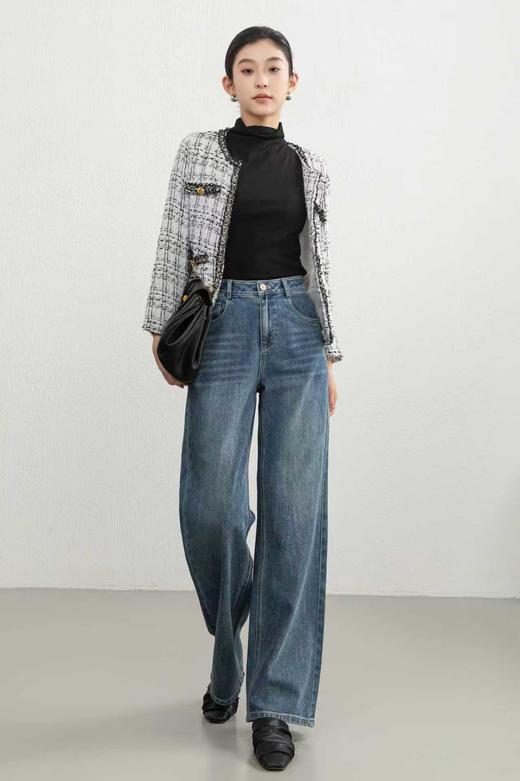  SZ3L08_蓝采和色_牛仔裤_秋季_高腰直筒阔腿宽松复古做旧_高级女装_BERNIEELEN 伯妮斯茵 商品图1