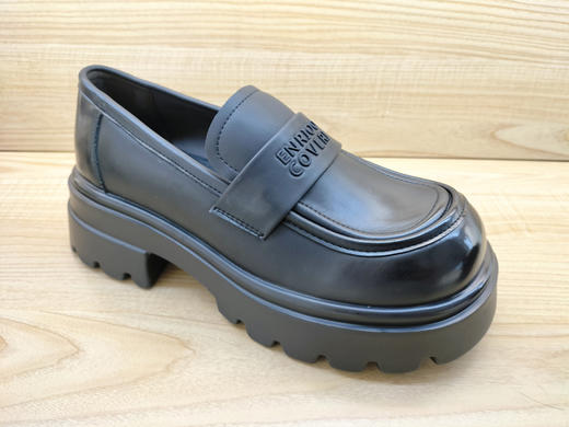 2025春季新款豪行真皮女鞋25122110时尚中跟舒适休闲乐福单鞋 商品图1