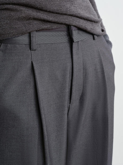 ROMI STUDIO“率性优雅”高克重内磨毛微弹高腰阔腿休闲裤 431KS050 商品图4