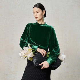 【林栖设计小店】真丝丝绒衬衣复古优雅显瘦2025秋冬新款上衣1953117