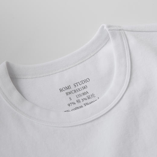 ROMI STUDIO“Clean fit”极简白色棉质高弹修身短袖T恤 RWCRSX1583(现货) 商品图8