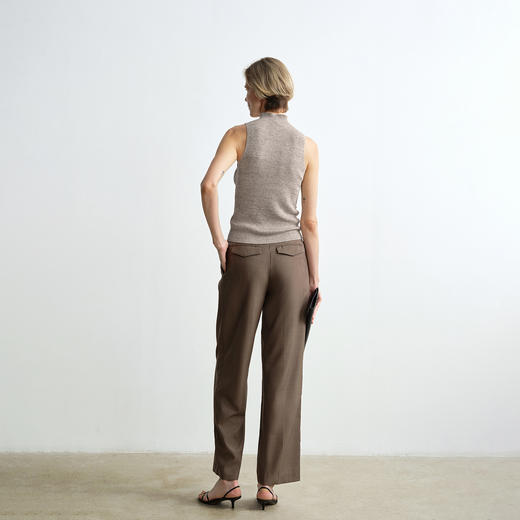 ROMI STUDIO 欧洲进口100%色纺亚麻坑条无袖修身背心 RWCRSG3176 商品图6