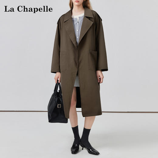 会员福利【100棉！高级气质】拉夏贝尔/La Chapelle极简高级感气质外套早秋全棉挺括有型长款风衣 商品图3