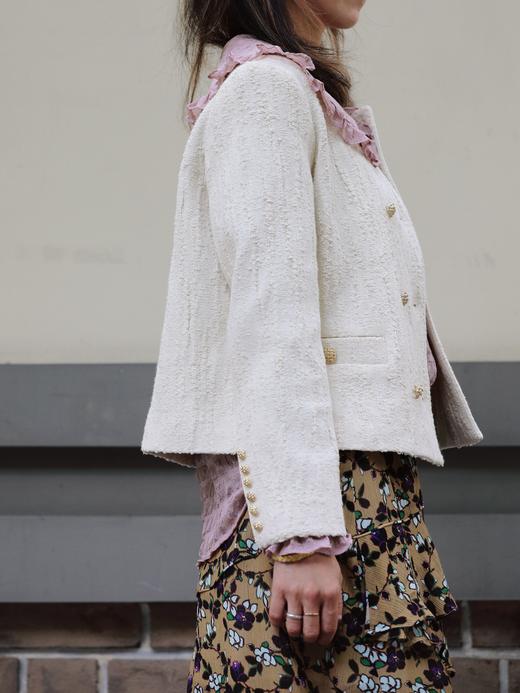 TYNVIE 象牙色纹理短款双排扣夹克 商品图8