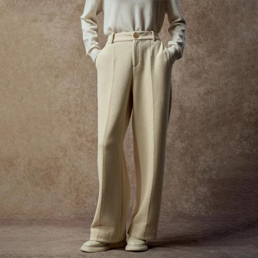 Famecoco范可儿简约通勤直筒裤宽松垂坠感棉质阔腿裤FAC8GA012 商品图0