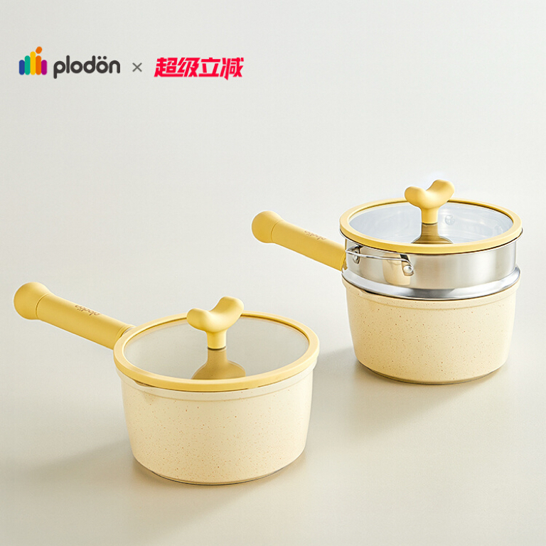 plodon浦利顿麦饭石奶锅宝宝辅食不粘锅煎煮一体