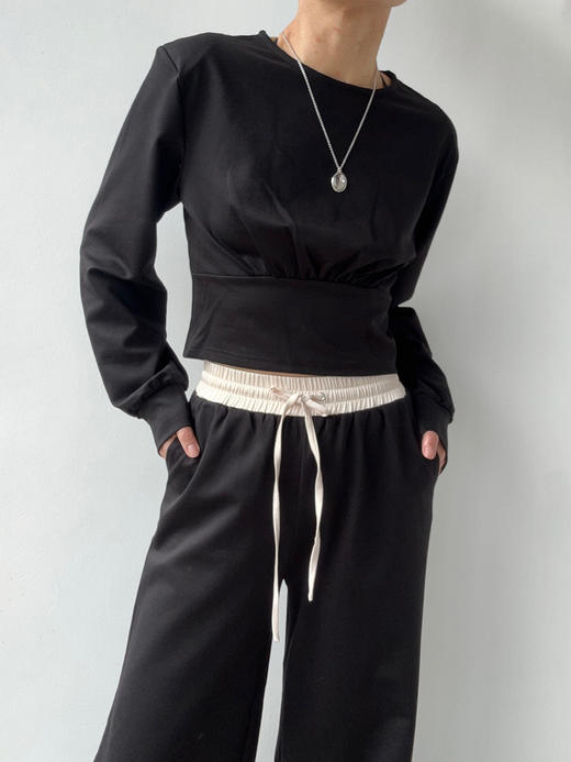 SIJIA｜AW2550 黑色围巾收腰卫衣 商品图11