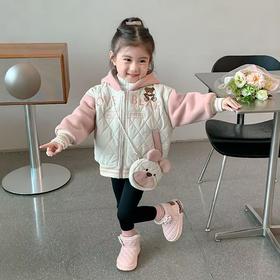 女童外套秋冬新款洋气女宝宝秋季加绒加厚上衣儿童秋装棉衣